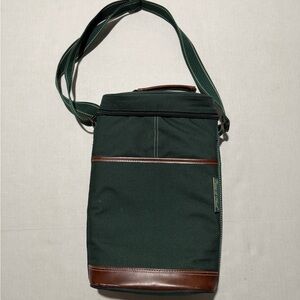 Picnic at Ascot Insulated Canvas Wine Tote Bag Huntergreen brown